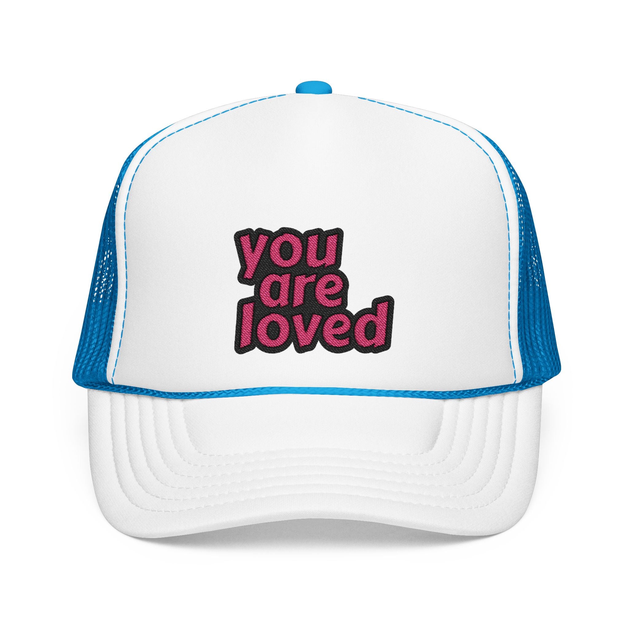 You Are Loved - White/Blue Embroidered Foam Trucker Hat
